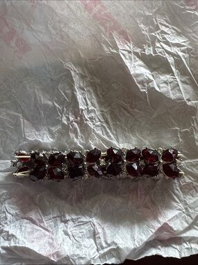 Garnet Red Crystal Cluster Bracelet - Women's Fashion Jewelry